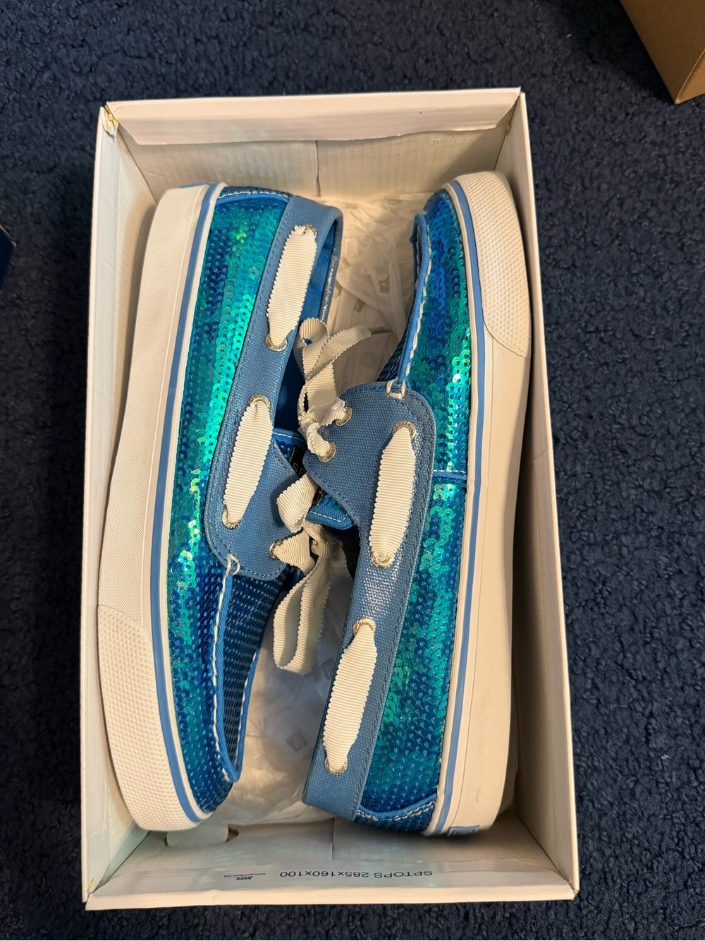 Sperry Blue Sequin Iridescent Bahama — discontinued colorway